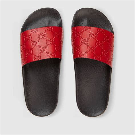 women red gucci slides|fluffy Gucci slides.